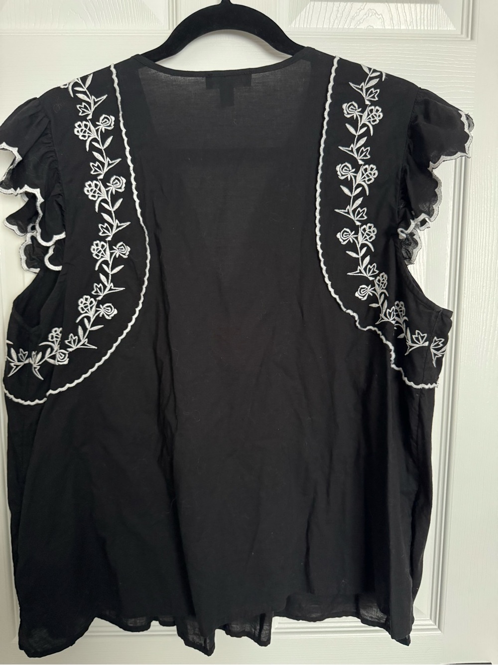 Express Black Top with White Floral Embroidery - Picture 2 of 2